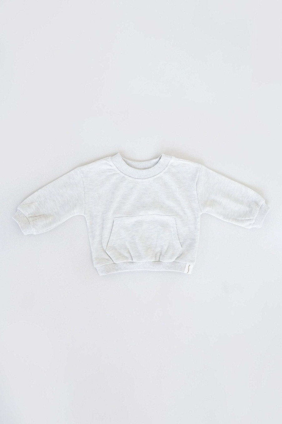 Mini All Fenix | Mini Waffle Crew Jumper (White Marle) Grey