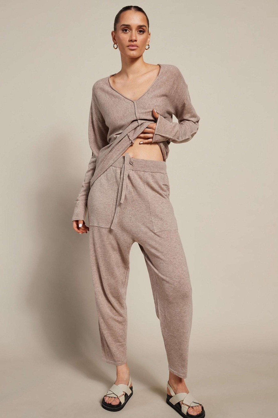 Lounge + Basics All Fenix | Chloe Knit Lounge Pant (Oatmeal) Brown