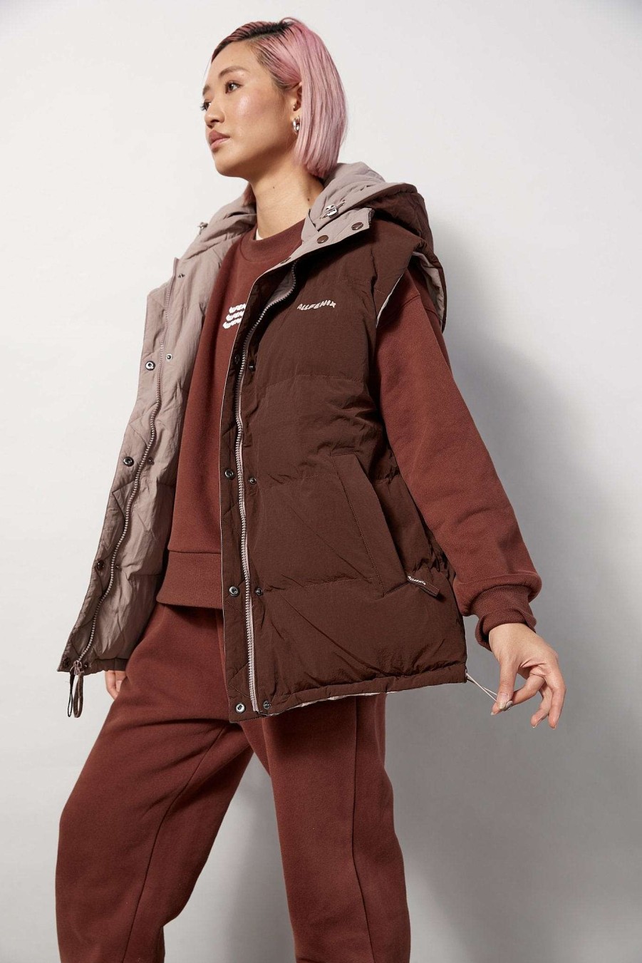 Active + Leisure All Fenix | Oversized Reversible Puffer Vest ( ) Chocolate/Latte