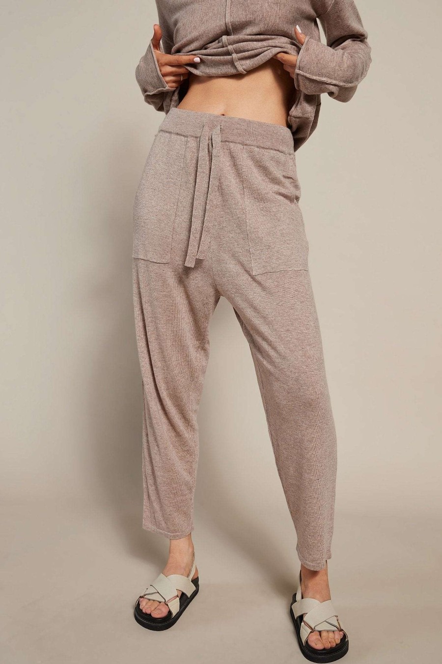 Lounge + Basics All Fenix | Chloe Knit Lounge Pant (Oatmeal) Brown