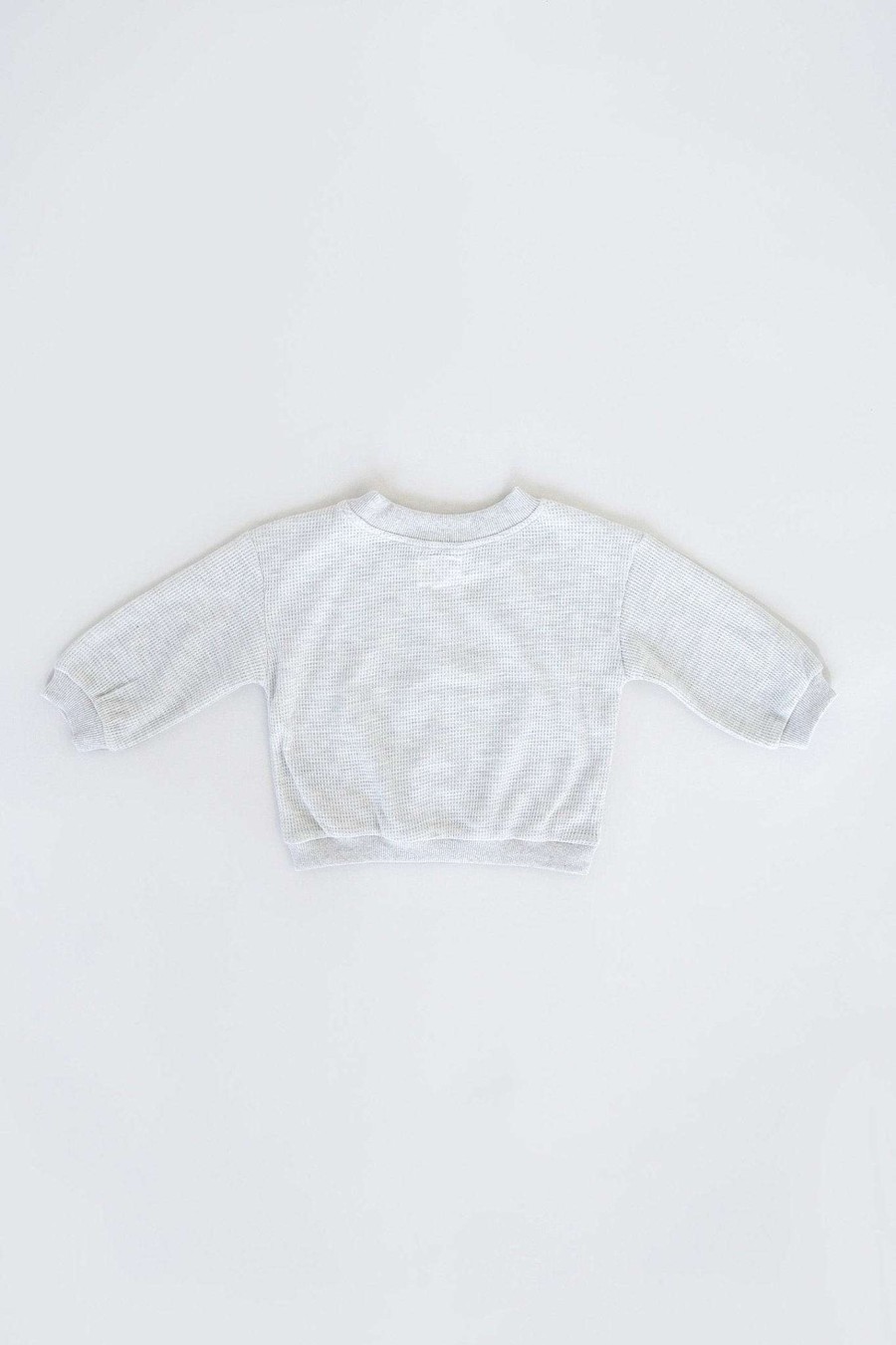 Mini All Fenix | Mini Waffle Crew Jumper (White Marle) Grey